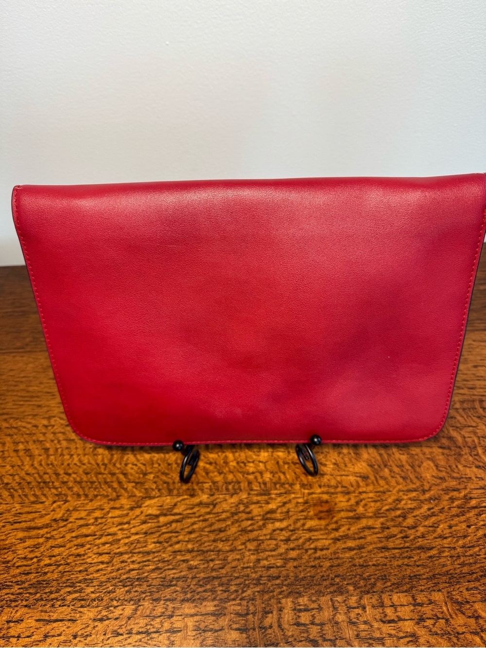 Vibrant 3-D Red Leather Crossbody Bag with Multicolor Floral Appliqués - Picture 3 of 13